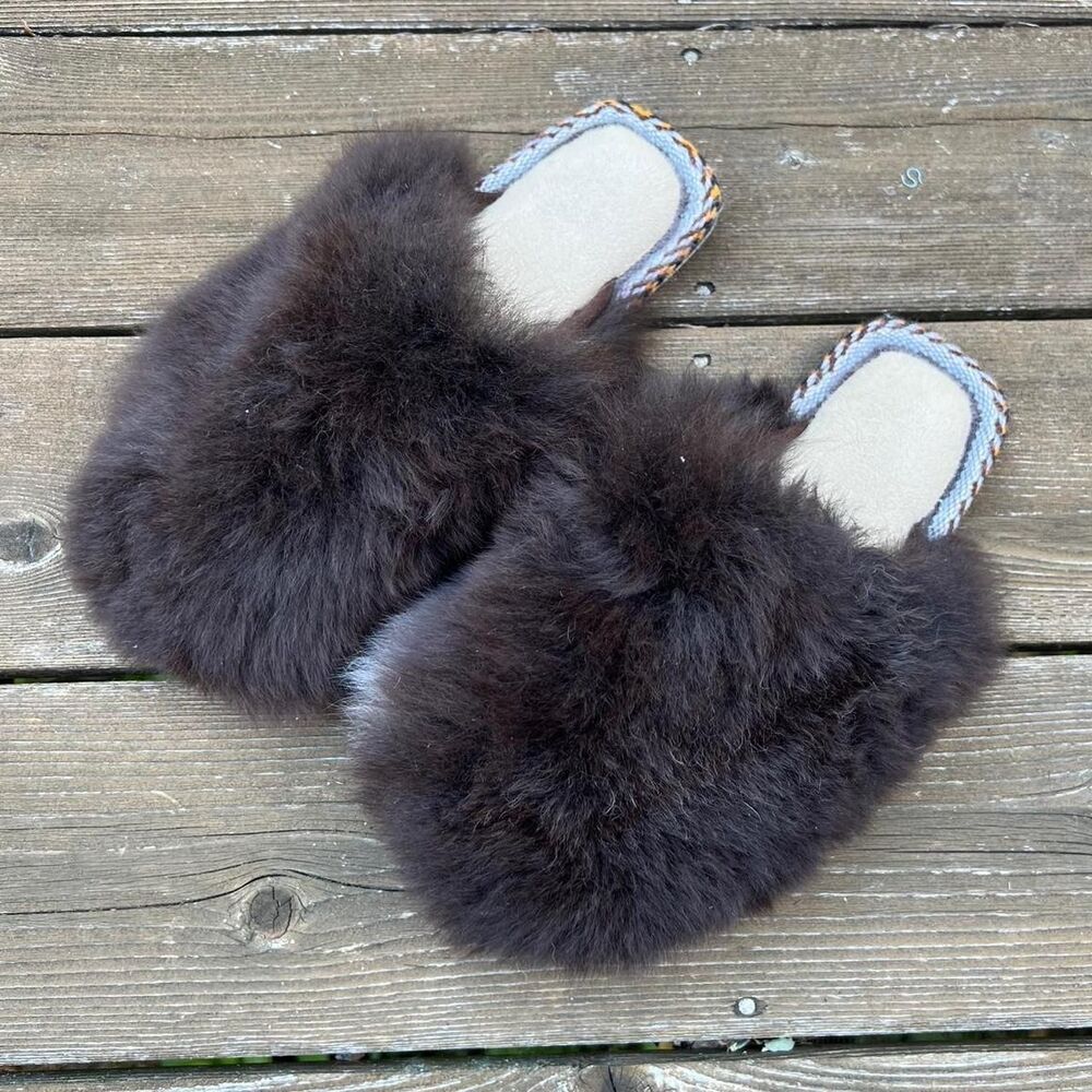 Brown Alpaca Slippers